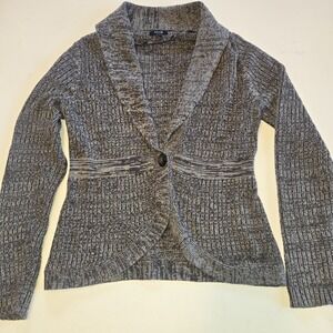 Apt 9 Y2K Gray Marbled Single Button Collared Cardigan Sweater Womens Med